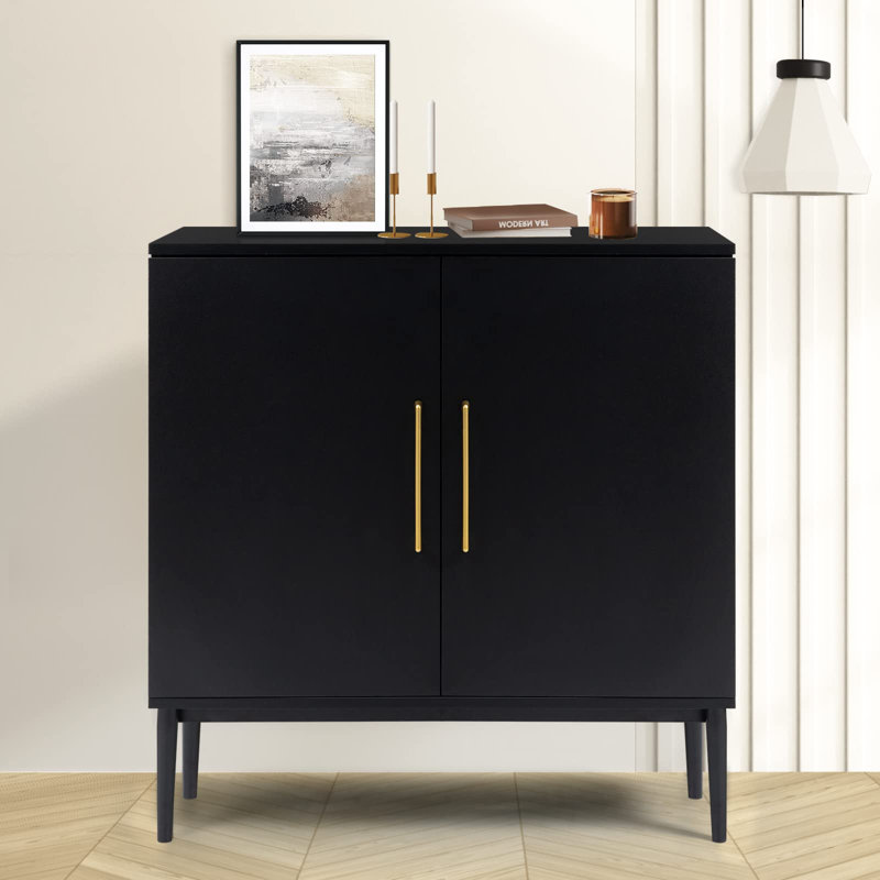 George Oliver Jonquavious Black Accent Cabinet Freestanding Storage Cabinet Modern Sideboard Reviews Wayfair
